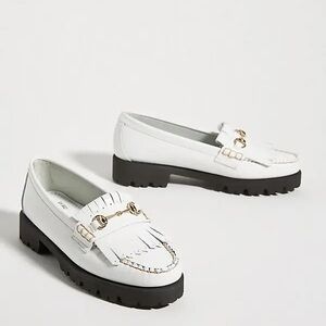 Bass Lianna Kiltie Bit lug sole loafers with fringe and gold hadrdware